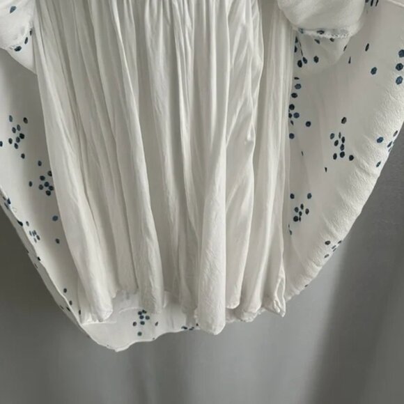 Santa Monica Pier Blue and White Print Off-the-Shoulder Dress - Picture 2 of 16